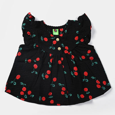 Infant Girls Poly Cotton Casual Top Cheery-BLACK