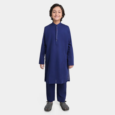 Boys Cotton Slub 2 Piece Suit -Navy Blue