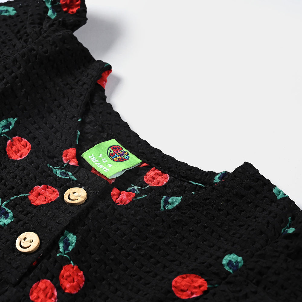 Infant Girls Poly Cotton Casual Top Cheery-BLACK