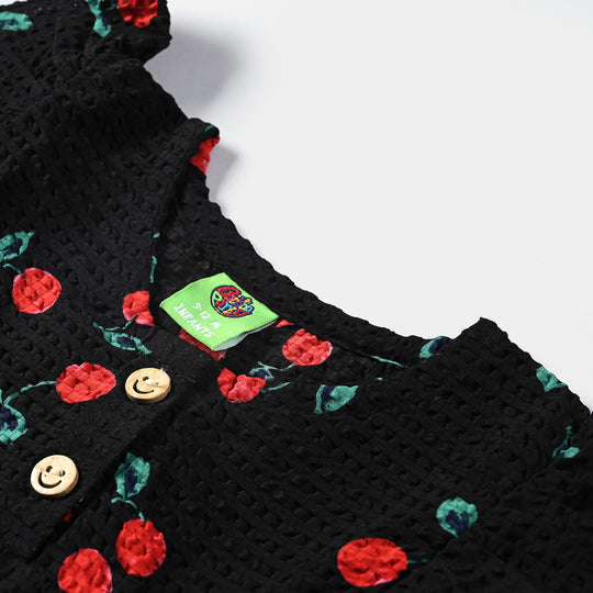 Infant Girls Poly Cotton Casual Top Cheery-BLACK