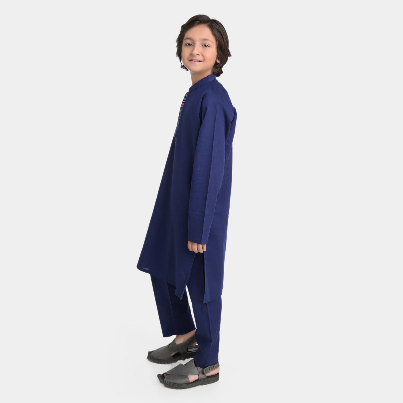 Boys Cotton Slub 2 Piece Suit -Navy Blue