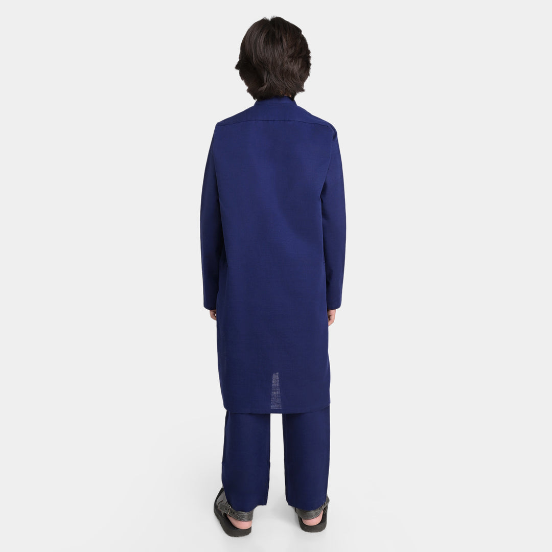 Boys Cotton Slub 2 Piece Suit -Navy Blue