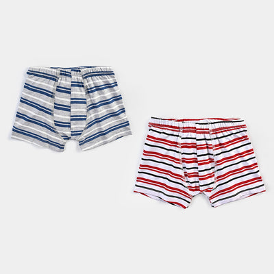 Boys Cotton Jersey Boxer Pack of 2 Striper-White/Grey