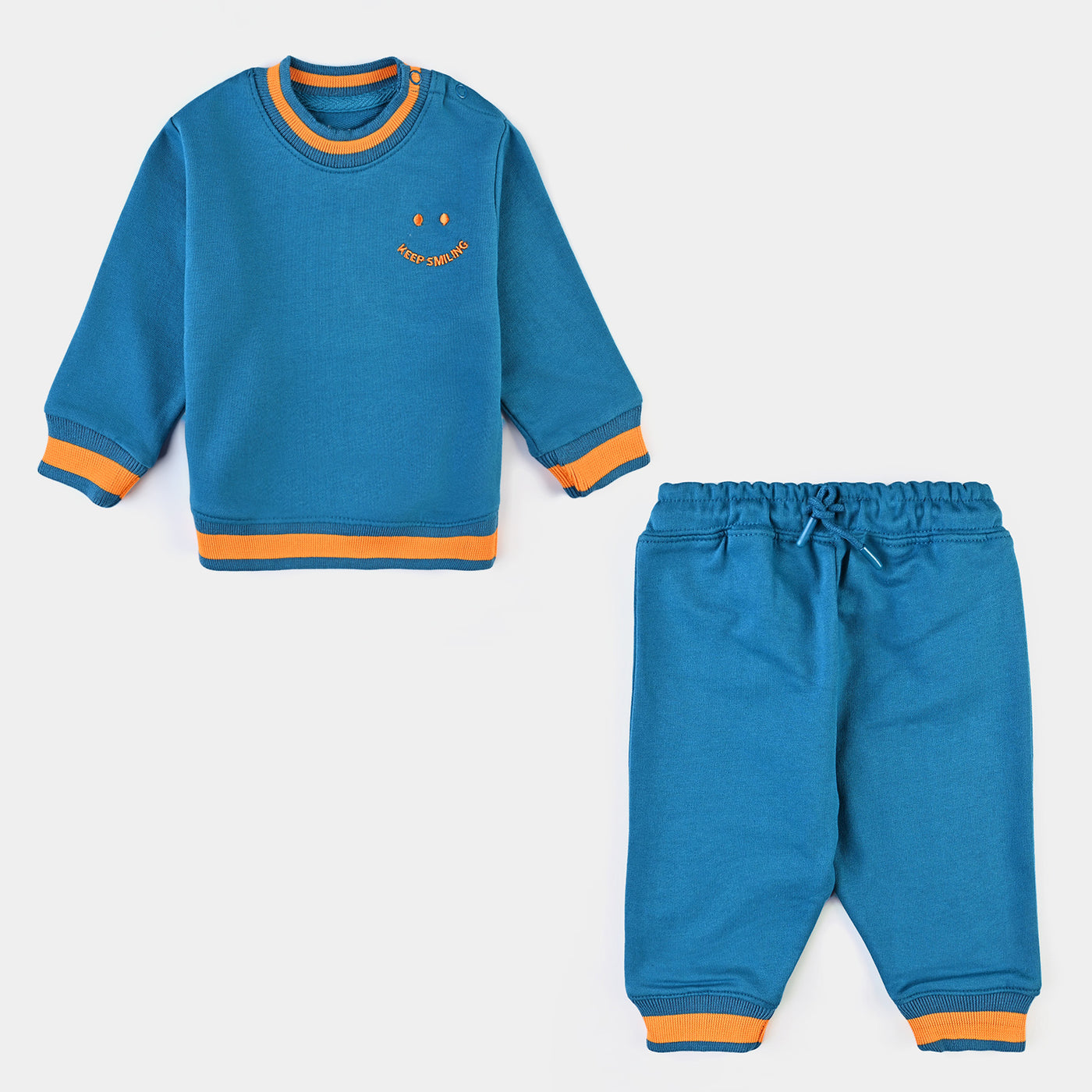 Infant Boys Cotton Terry Knitted Suit Keep Smiling-Sea port