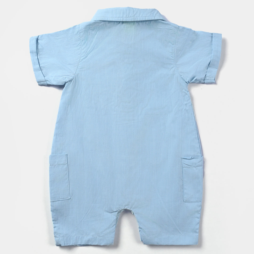 Infant Boys Cotton Romper Car EMB-LT.Blue