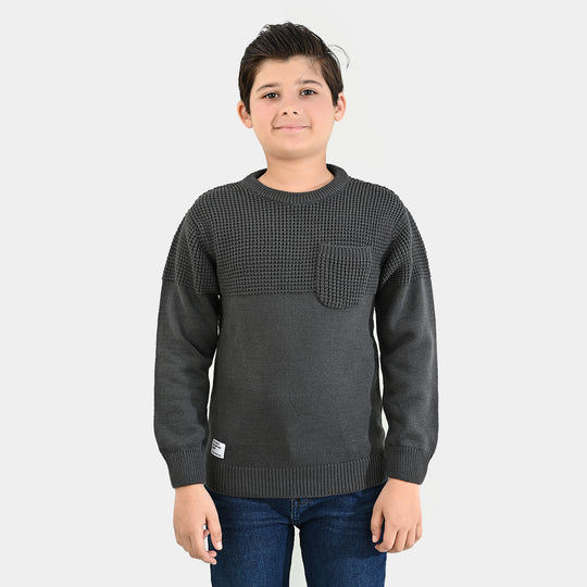 Boys Acrylic Sweater-Great Things - CHARCOAL