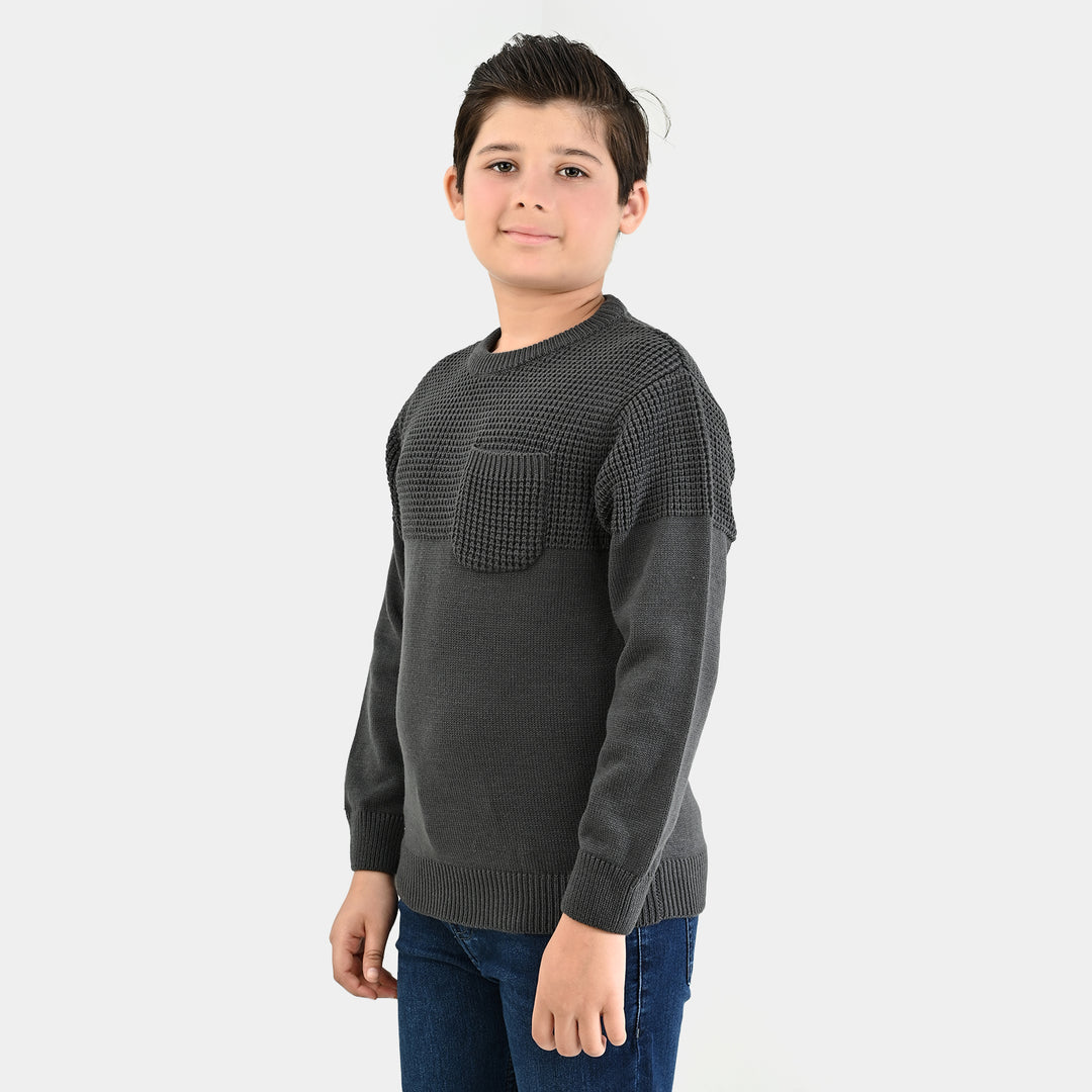 Boys Acrylic Sweater-Great Things - CHARCOAL