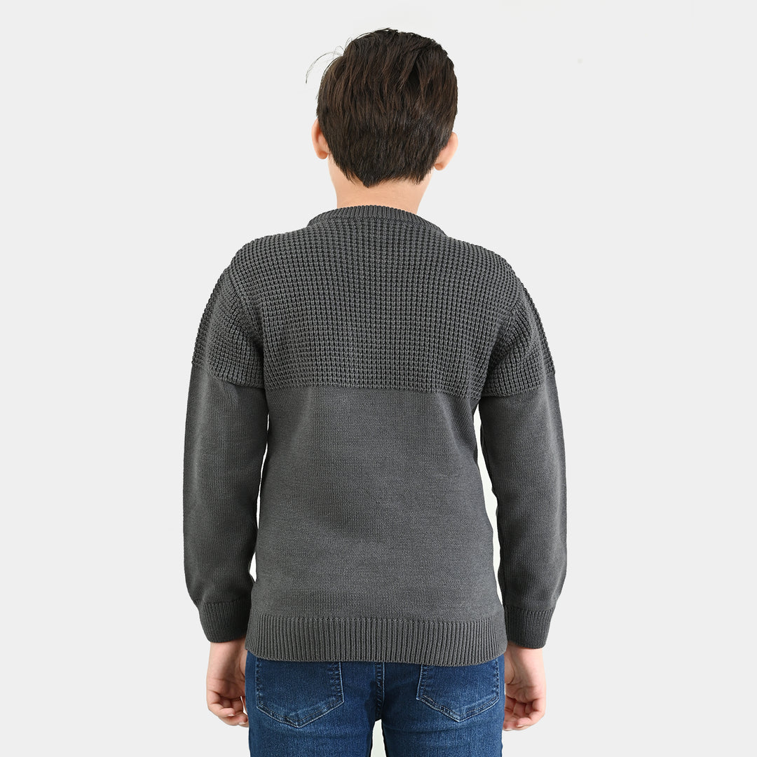 Boys Acrylic Sweater-Great Things - CHARCOAL