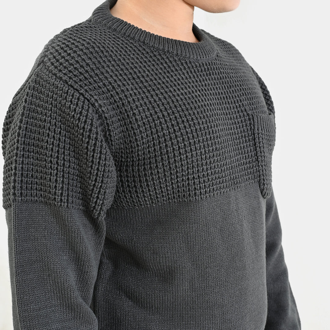 Boys Acrylic Sweater-Great Things - CHARCOAL