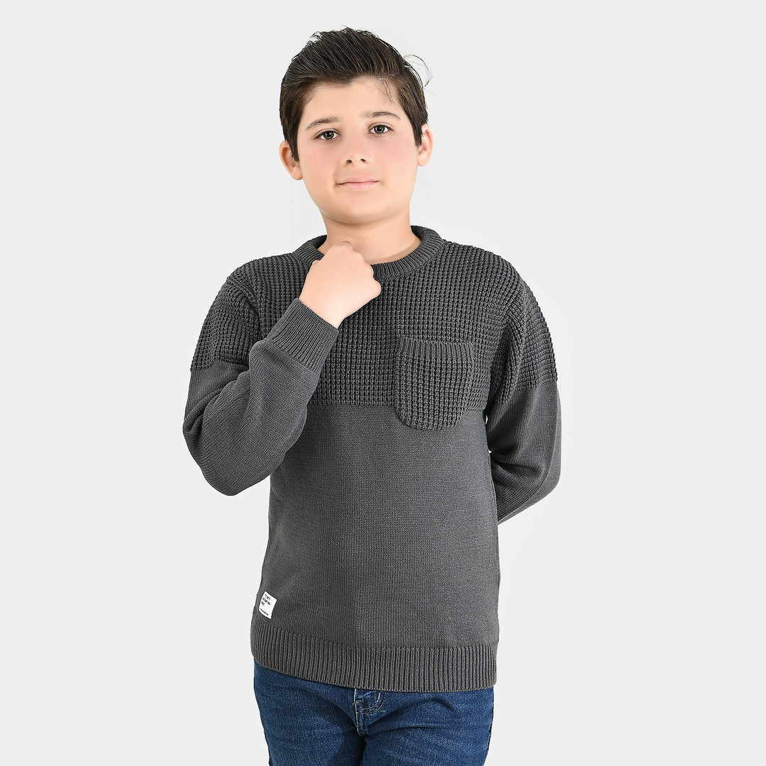Boys Acrylic Sweater-Great Things - CHARCOAL