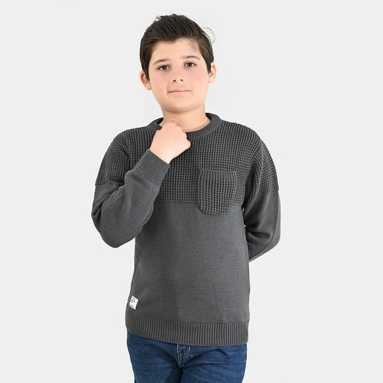 Boys Acrylic Sweater-Great Things - CHARCOAL