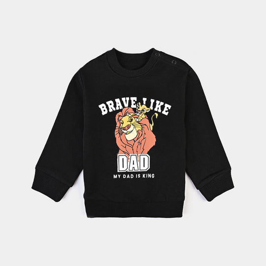 Infant Boys Cotton Terry Sweat Shirt Brave Like Dad-Jet Black