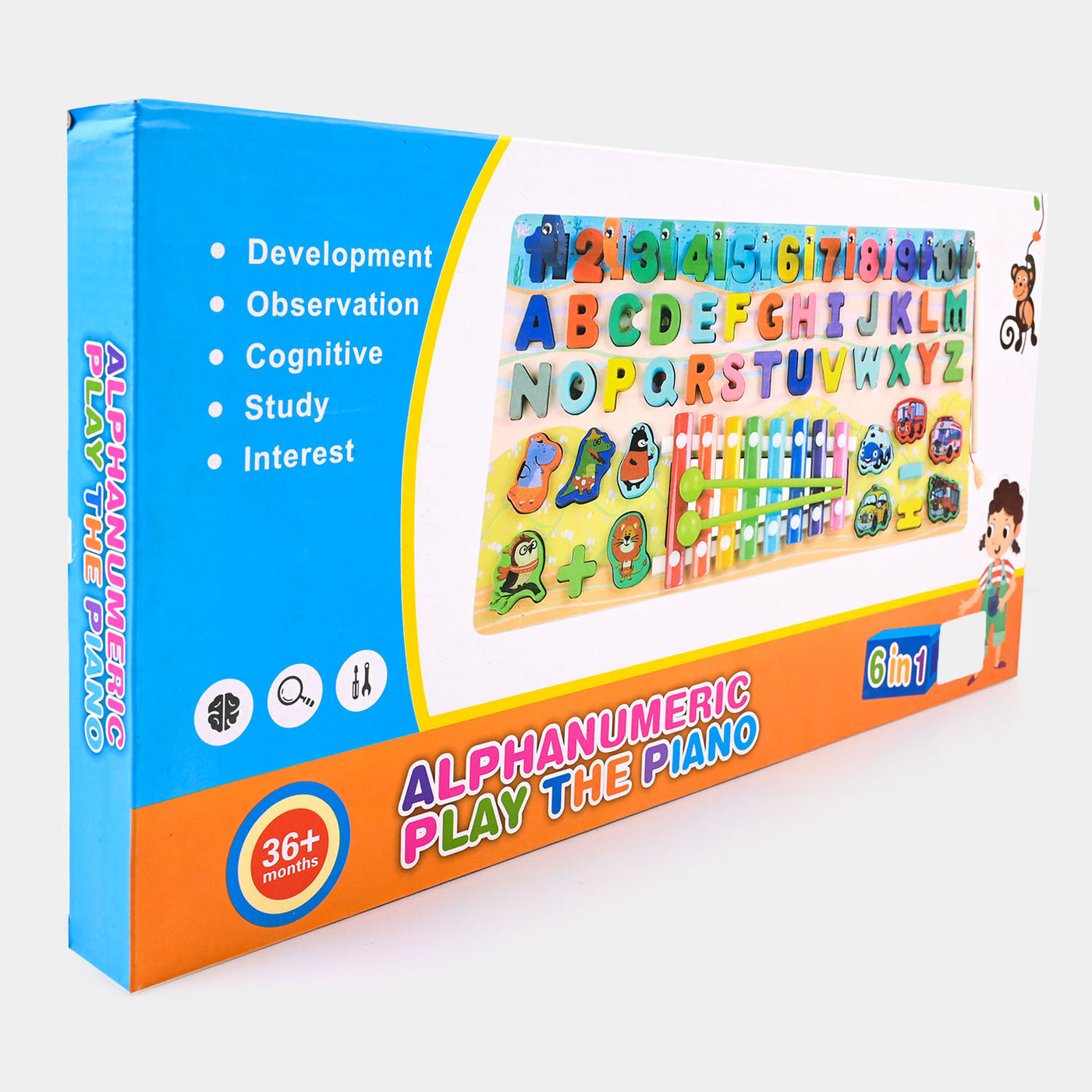 Educational Wooden Alphanumeric Play The Piano 6in1