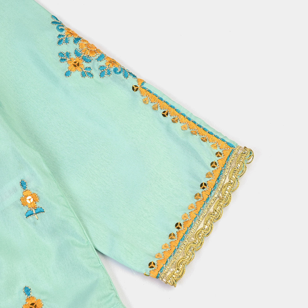 Girls Raw Silk Fancy 3Pcs Roop-Mint Green