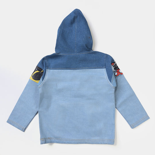 Girls Denim Jacket Character-Mid Blue