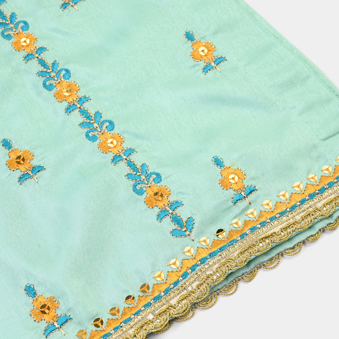 Girls Raw Silk Fancy 3Pcs Roop-Mint Green