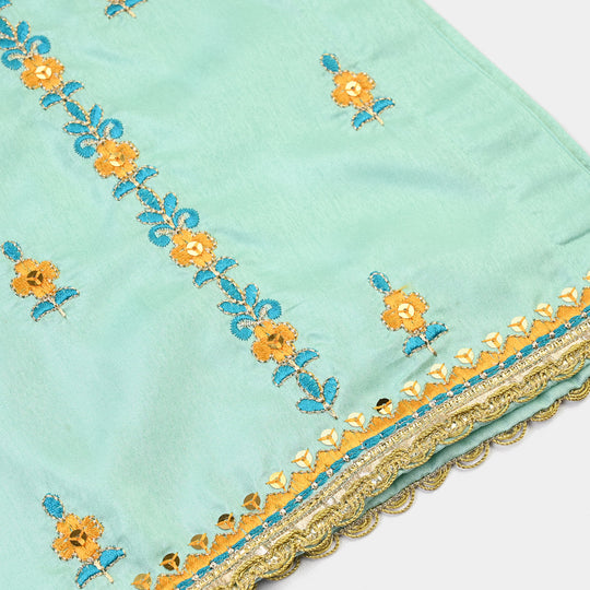 Girls Raw Silk Fancy 3Pcs Roop-Mint Green