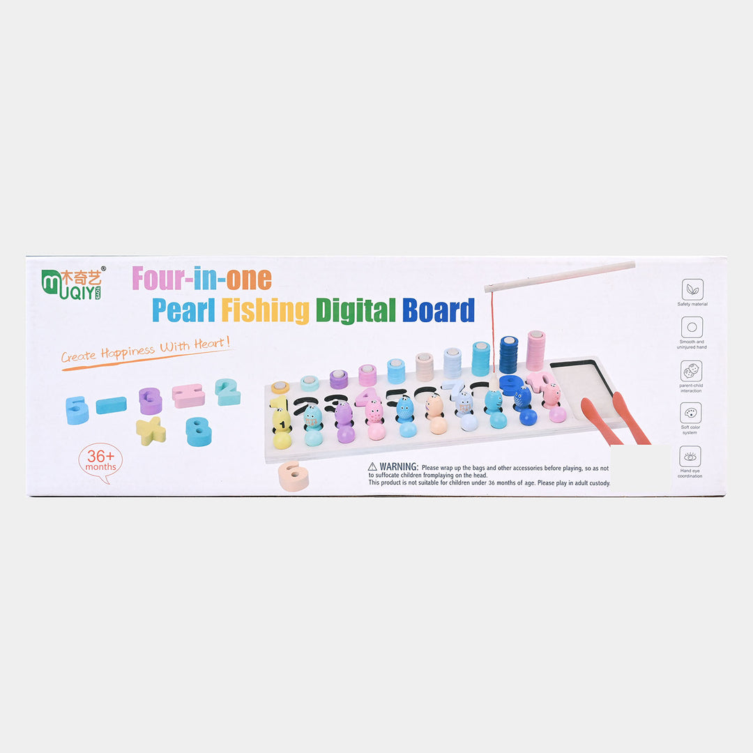 Educational Wooden Pearl Fishing Digital Board 4in1 Toy
