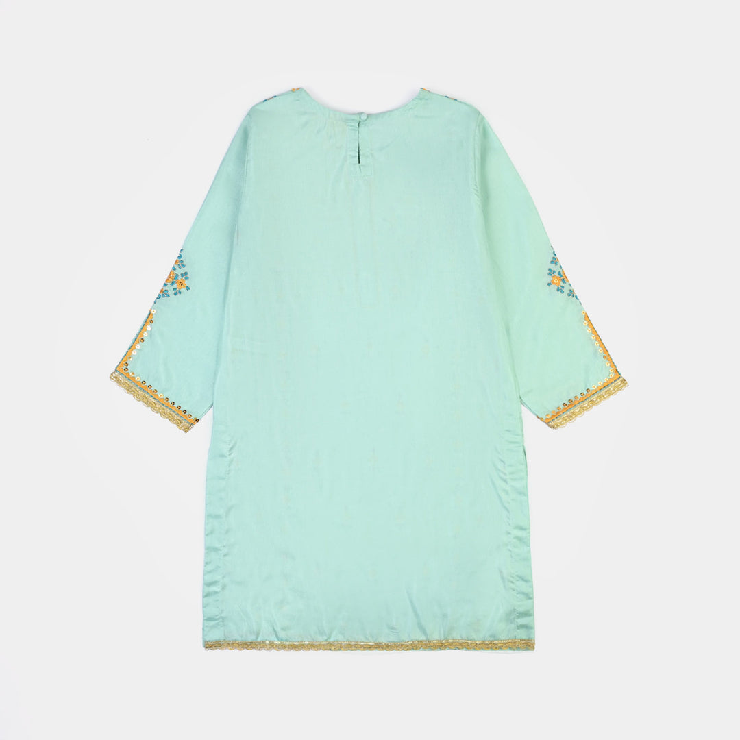 Girls Raw Silk Fancy 3Pcs Roop-Mint Green