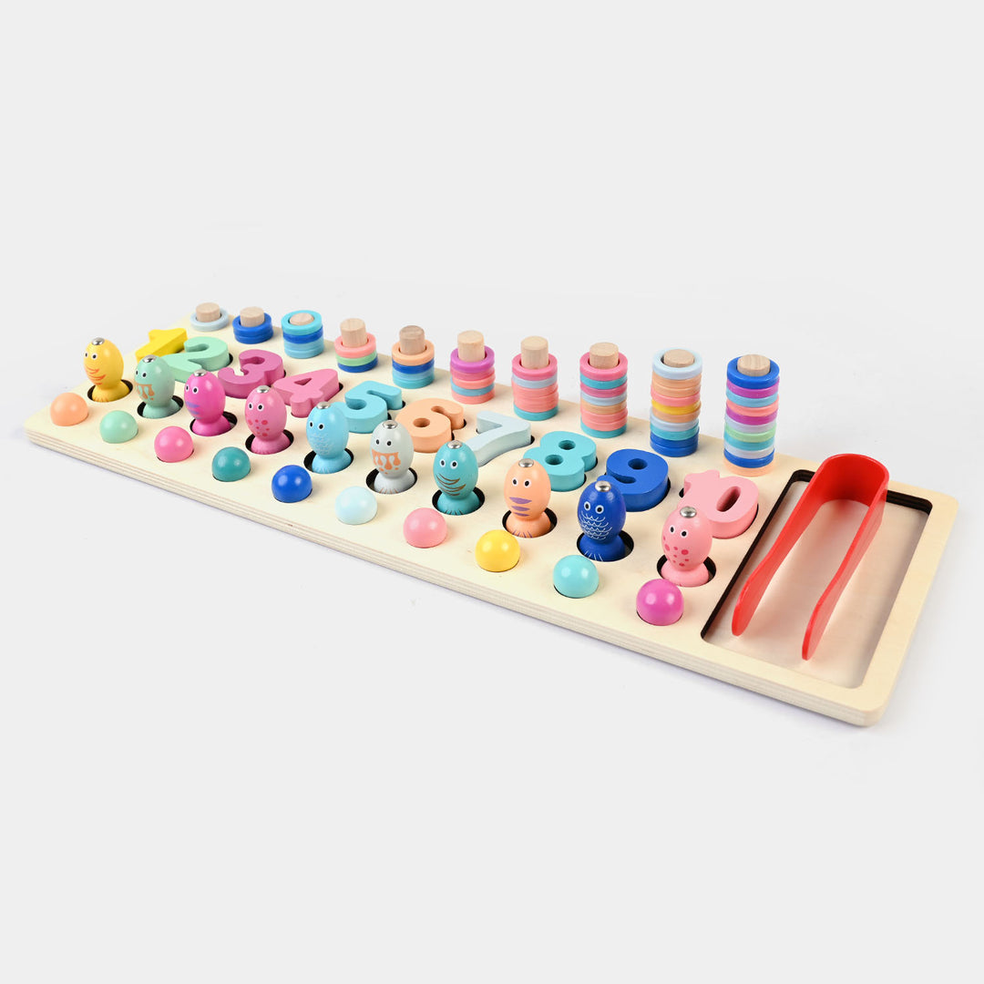 Educational Wooden Pearl Fishing Digital Board 4in1 Toy