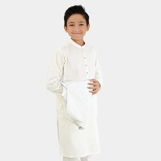 Boys Cotton Poplin 3Piece Suit-White