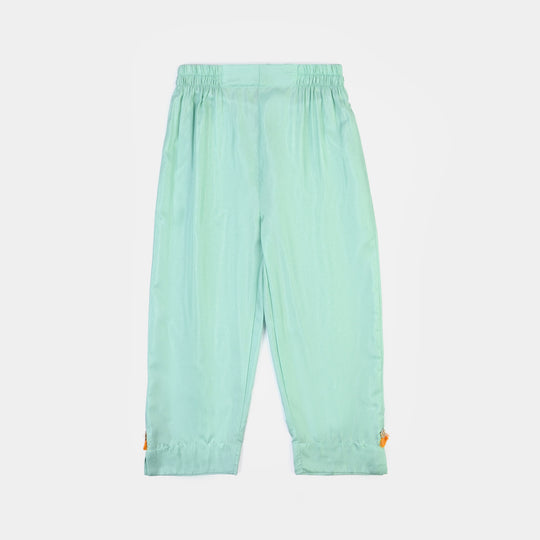 Girls Raw Silk Fancy 3Pcs Roop-Mint Green