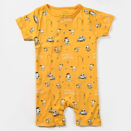 Infant Boys Cotton Interlock Knitted Romper-Citrus