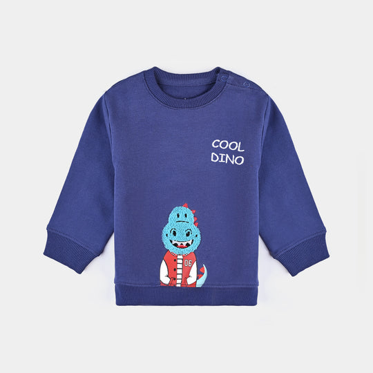 Infant Boys Cotton Terry Sweatshirt Cool Dino-Navy Blue