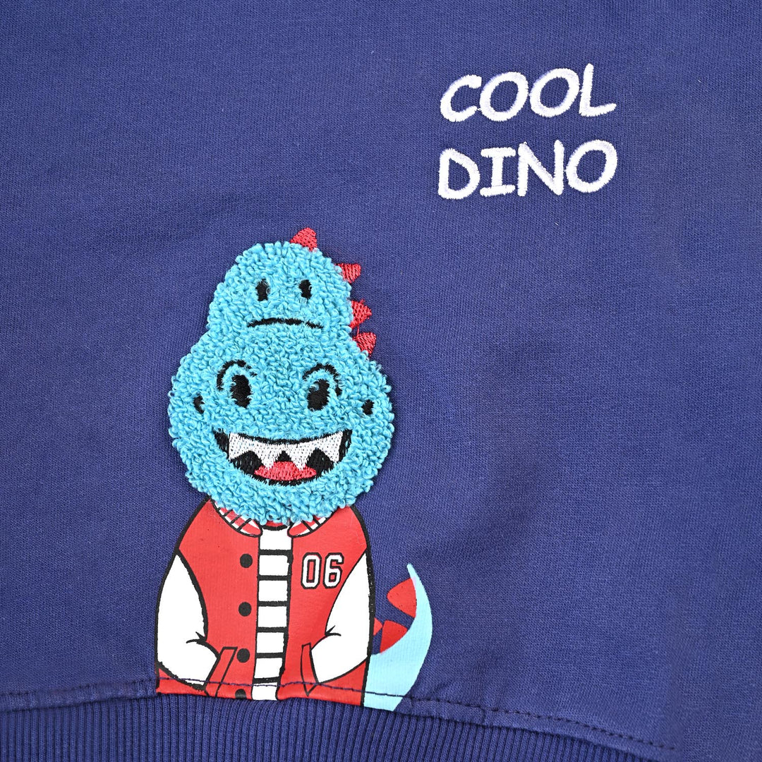 Infant Boys Cotton Terry Sweatshirt Cool Dino-Navy Blue