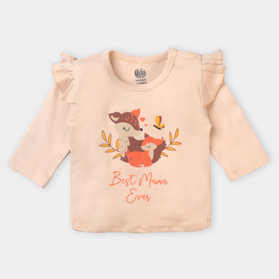 Infant Girls Cotton T-Shirt Best Mama Ever F/S-Cream