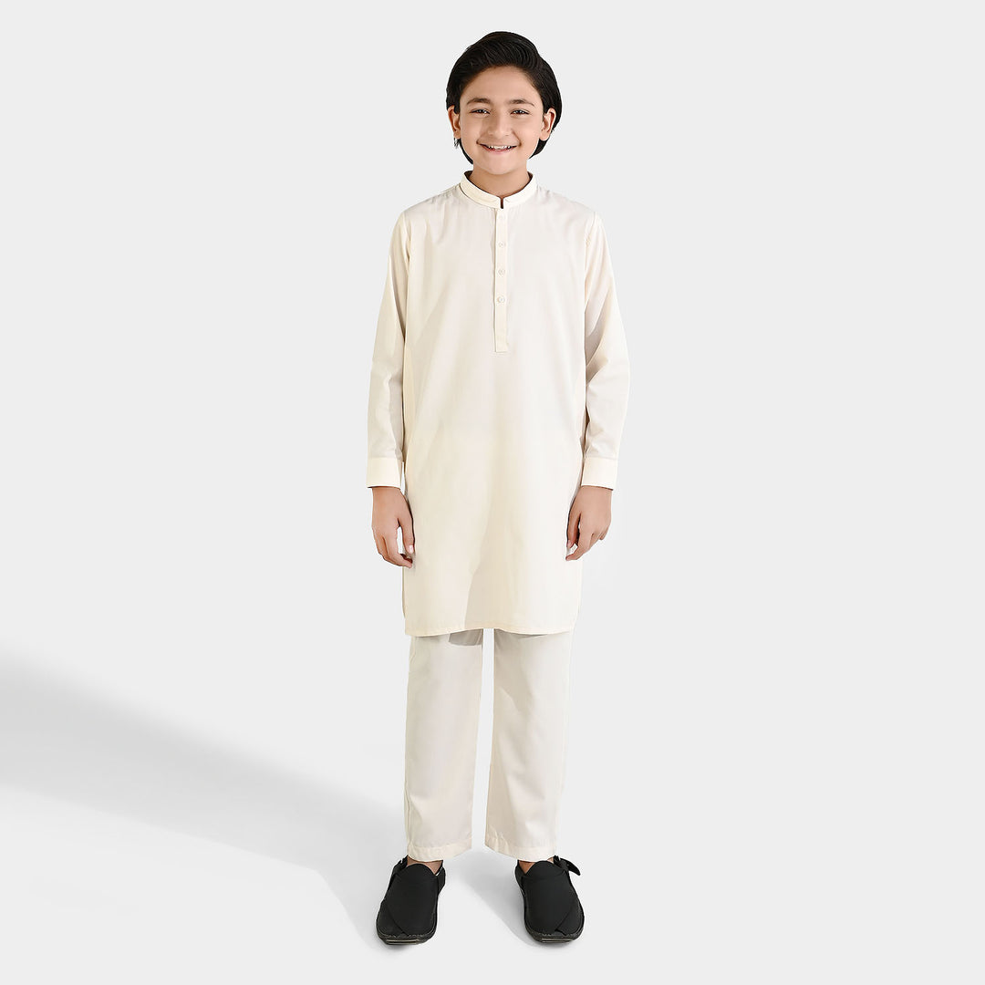 Boys Poly Viscose Kurta Pajama - Off White