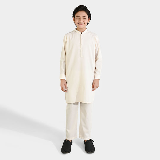 Boys Poly Viscose Kurta Pajama - Off White