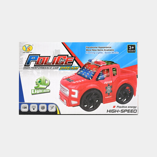 3D Police Car Toy with Light & Sound