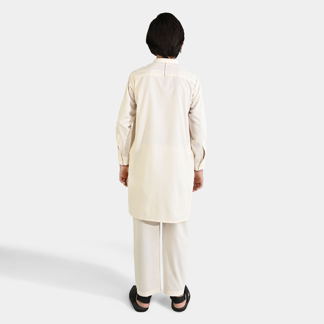 Boys Poly Viscose Kurta Pajama - Off White