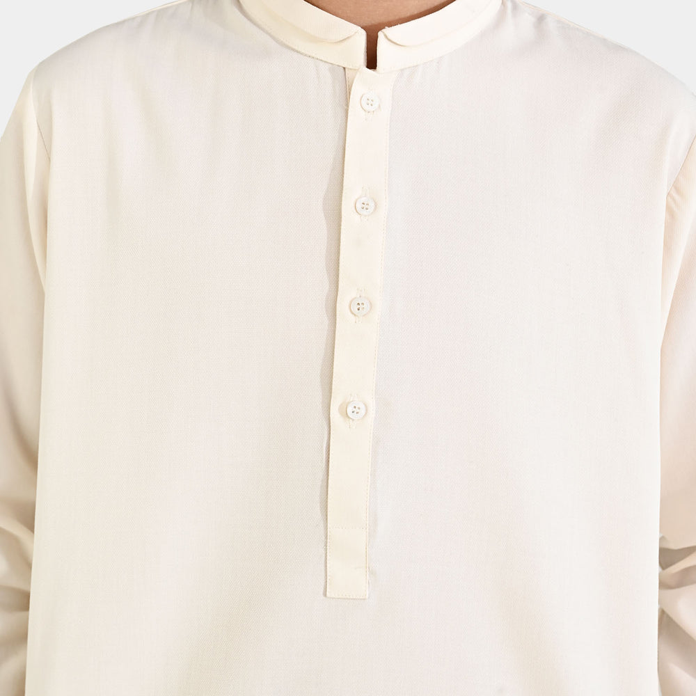 Boys Poly Viscose Kurta Pajama - Off White