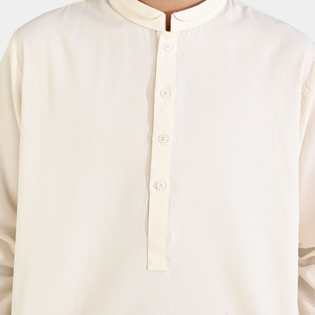 Boys Poly Viscose Kurta Pajama - Off White