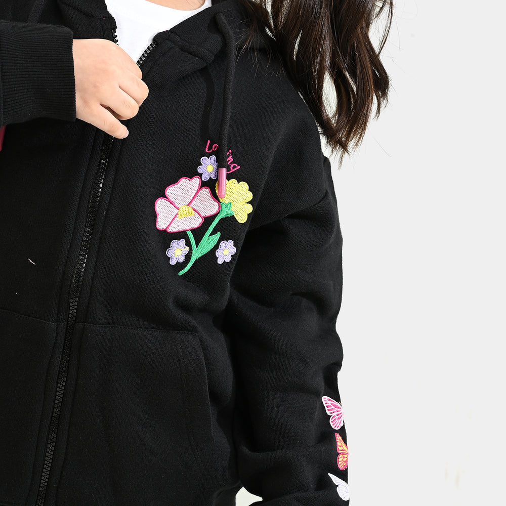 Girls Fleece Jacket LOVING-BLACK