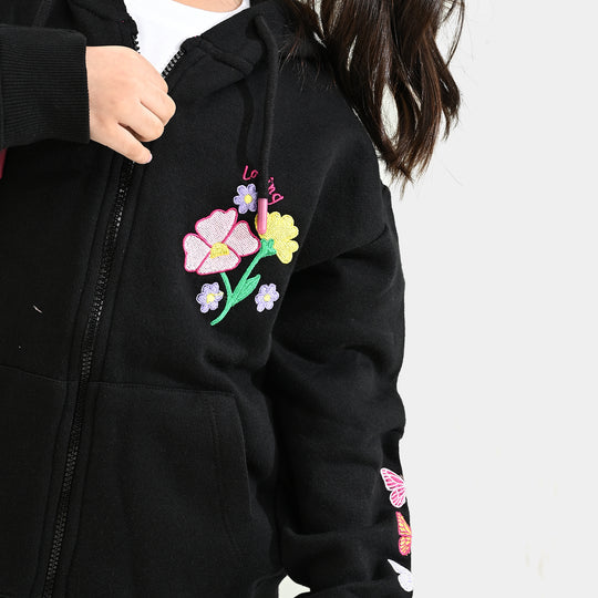 Girls Fleece Jacket LOVING-BLACK