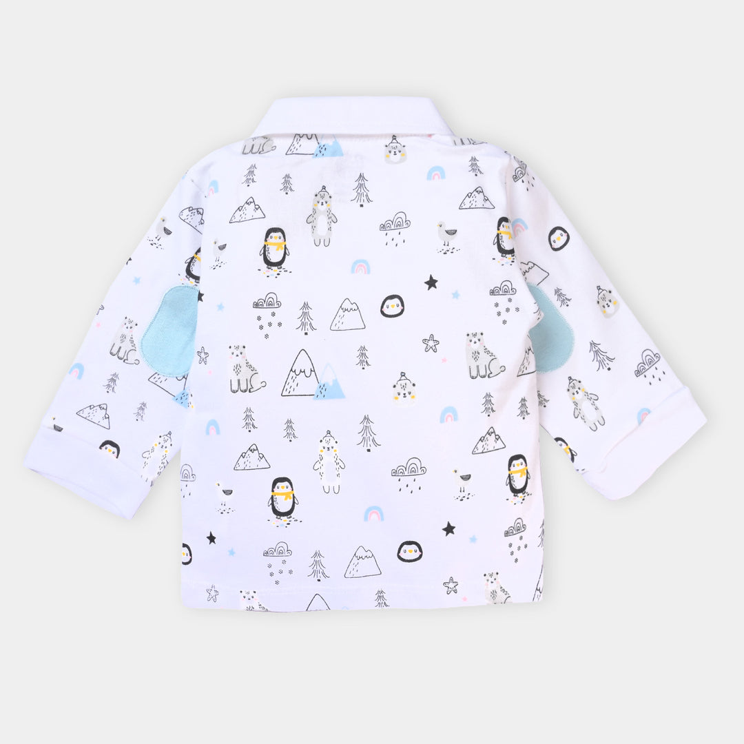 Infant Boys Cotton Polo Bear F/S-White