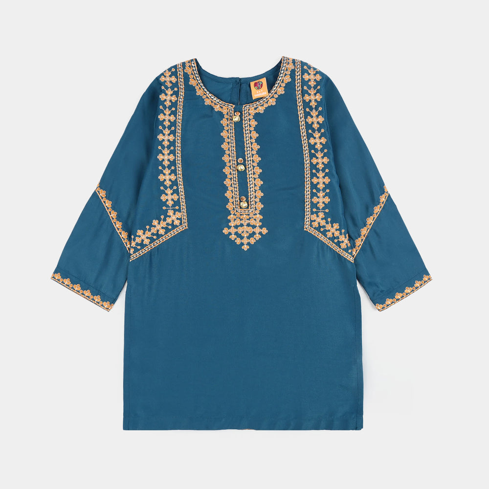 Girls Poly Cambric 3-Piece Suit (Gul) - Teal Blue