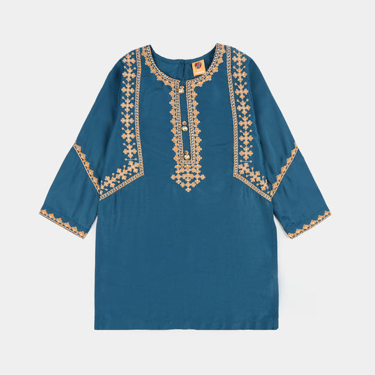 Girls Poly Cambric 3-Piece Suit (Gul) - Teal Blue