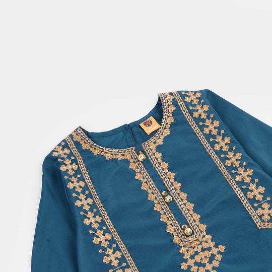 Girls Poly Cambric 3-Piece Suit (Gul) - Teal Blue