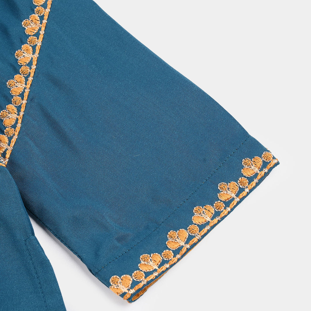 Girls Poly Cambric 3-Piece Suit (Gul) - Teal Blue