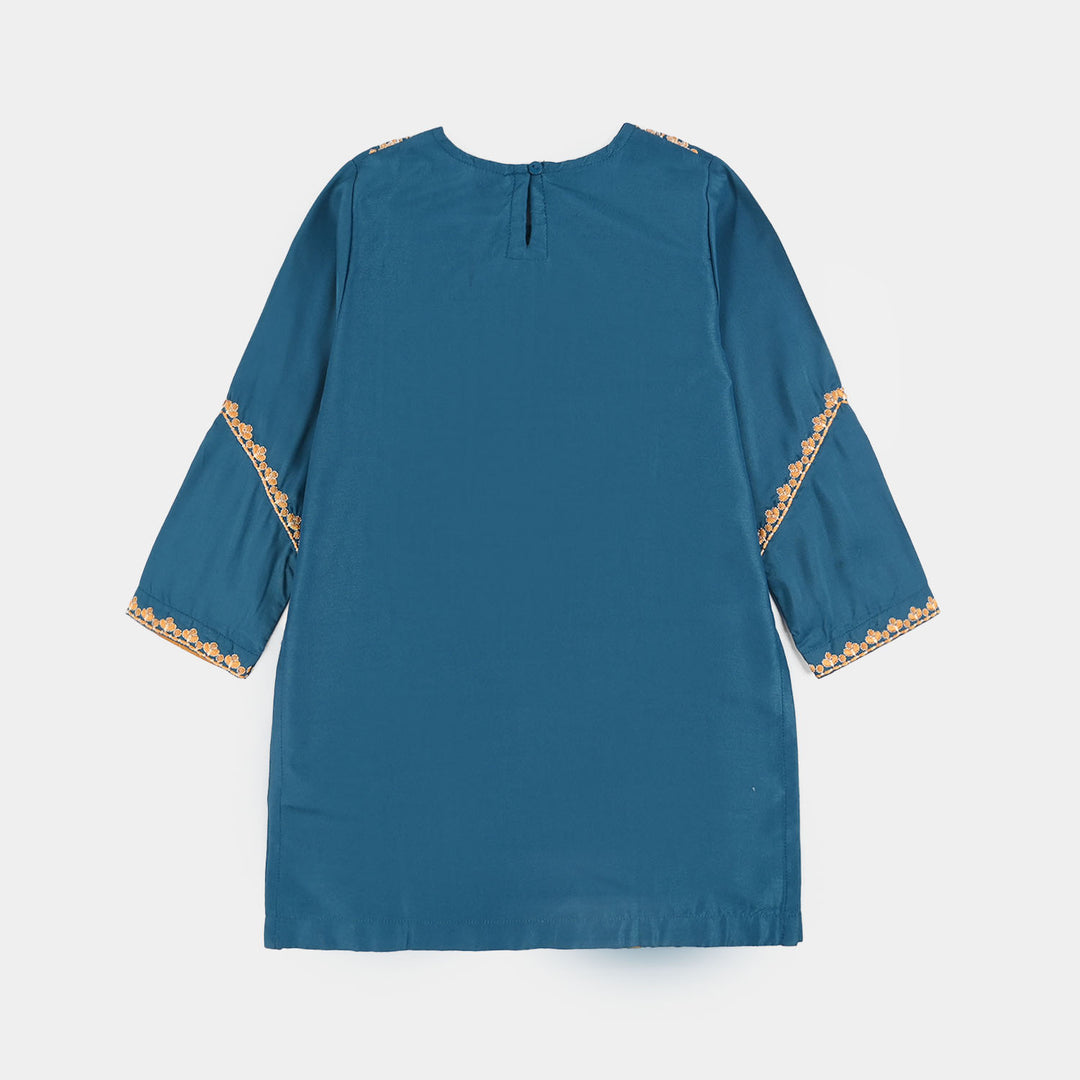 Girls Poly Cambric 3-Piece Suit (Gul) - Teal Blue