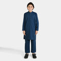 Boys Poly Viscose Kurta Pajama (Cut N Sew) – Teal Blue