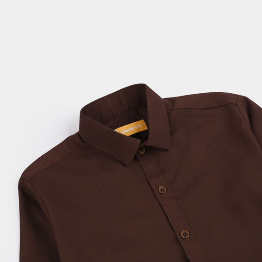 Boys Poly Viscose Kurta Pajama (Blended) - Brown