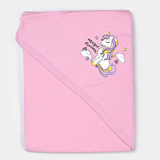 Infant Cotton Interlock Character Wrapping Sheet | Pink