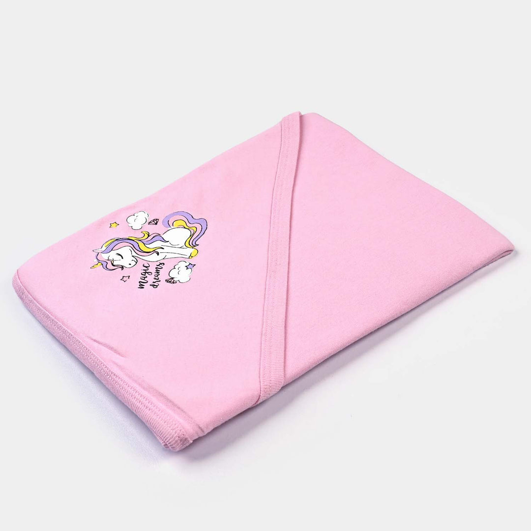 Infant Cotton Interlock Character Wrapping Sheet | Pink