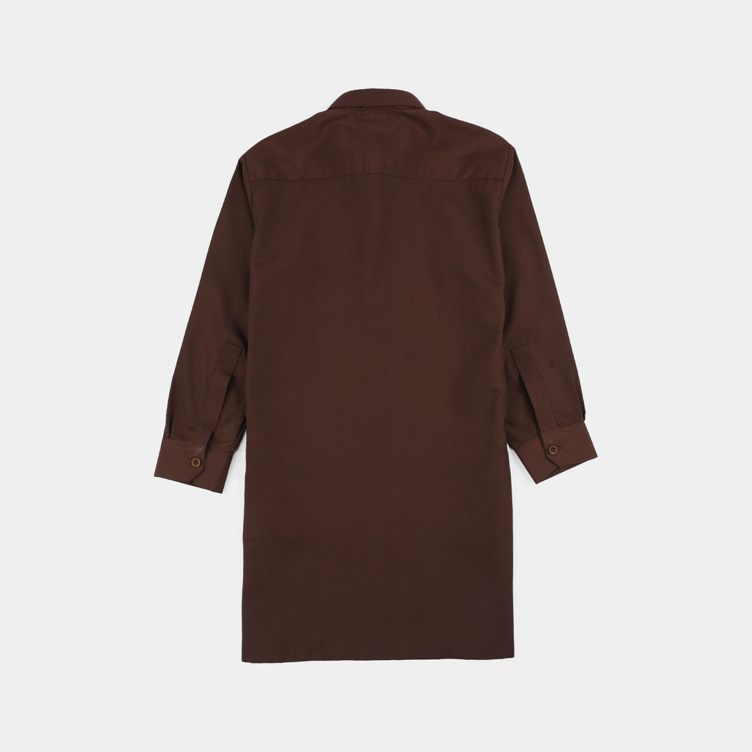 Boys Poly Viscose Kurta Pajama (Blended) - Brown