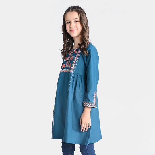 Girls Cotton Slub EMB Kurti Naqsh-Ceramic